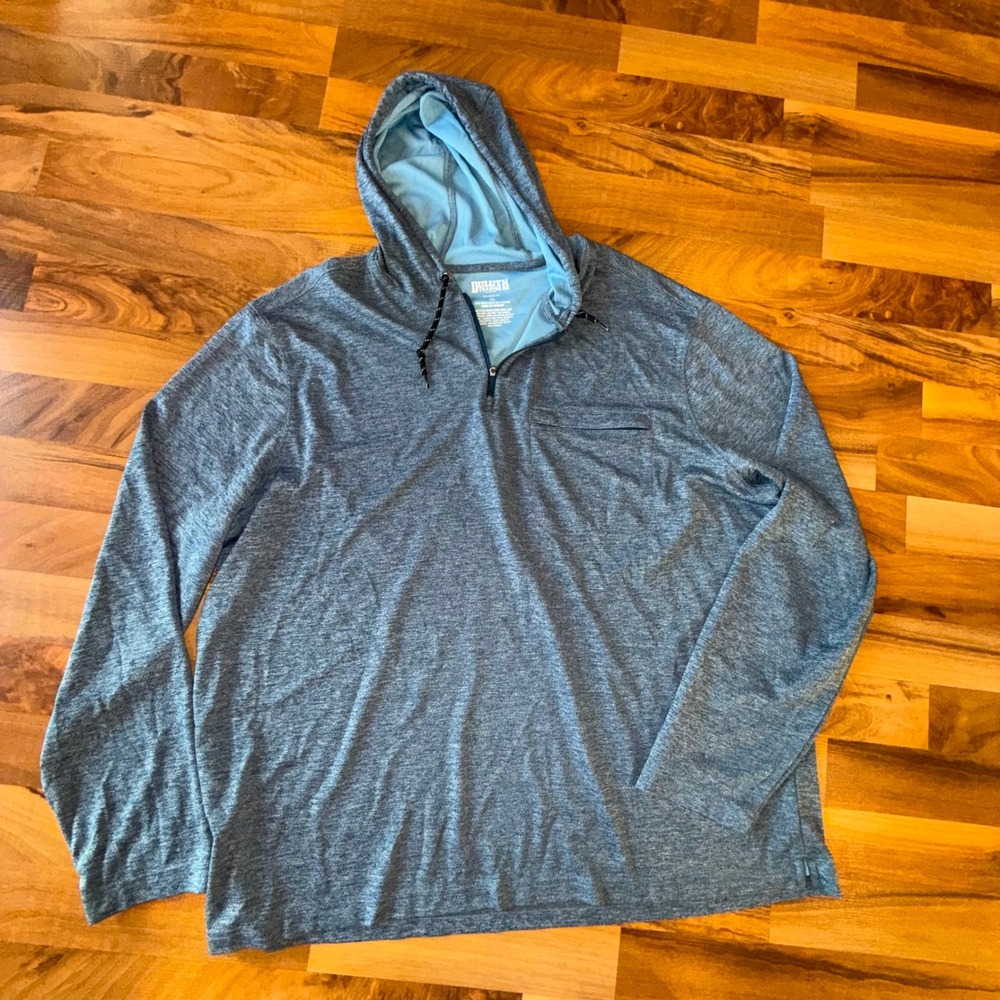Duluth Trading Co Mens Relaxed Fit Pullover Hoodie Gray XL Polyester Nylon light